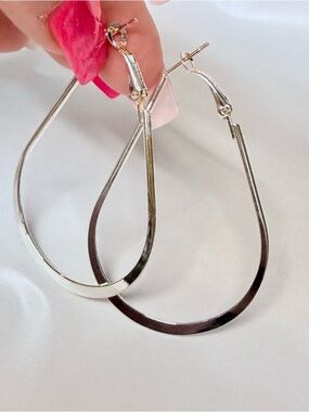 Classic Silver Teardrop Hoop Earrings - Sleek Women's Jewelry
